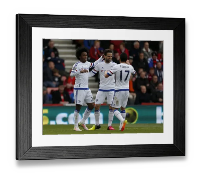 Framed Print : Chelsea Triumph: Willian, Fabregas, and Pedro Celebrate Their Goals vs. AFC Bournemouth (April 2016) Framed Print : Chelsea Triumph: Willian, Fabregas, and Pedro Celebrate Their Goals vs. AFC Bournemouth (April 2016)