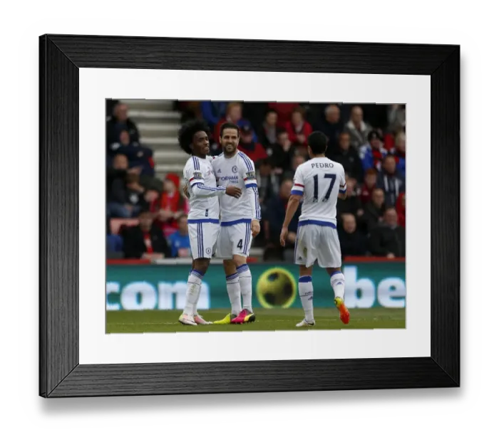 Framed Print : Chelsea's Triumph: Willian, Fabregas, and Pedro's Goal Celebration (April 2016) Framed Print : Chelsea's Triumph: Willian, Fabregas, and Pedro's Goal Celebration (April 2016)