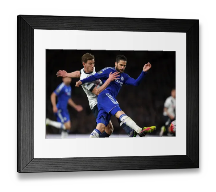 Framed Print : Battle for the Ball: Vertonghen vs. Fabregas - Chelsea vs. Tottenham, Premier League 2015-16: A Clash of Champions