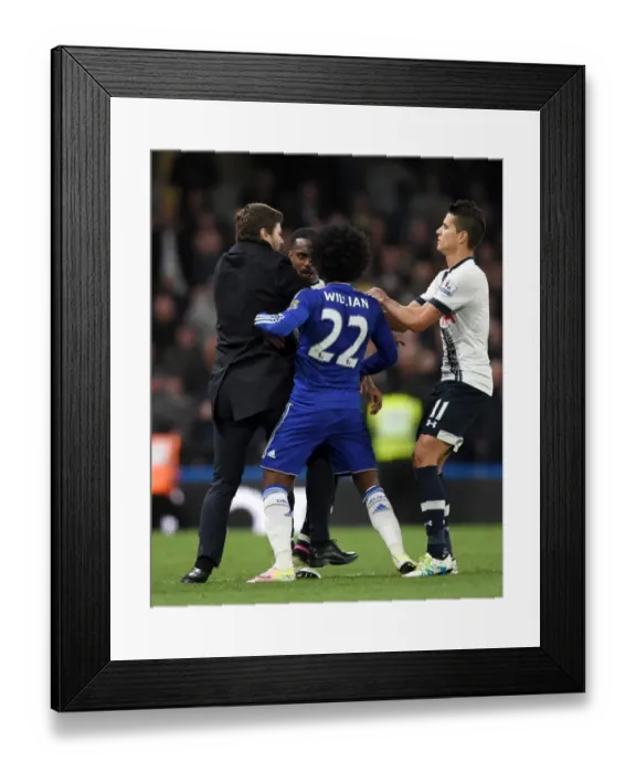 Framed Print : Pochettino Intervenes: Chelsea vs. Tottenham Brawl - Mauricio Pochettino Separates Danny Rose and Willian (2015-16)