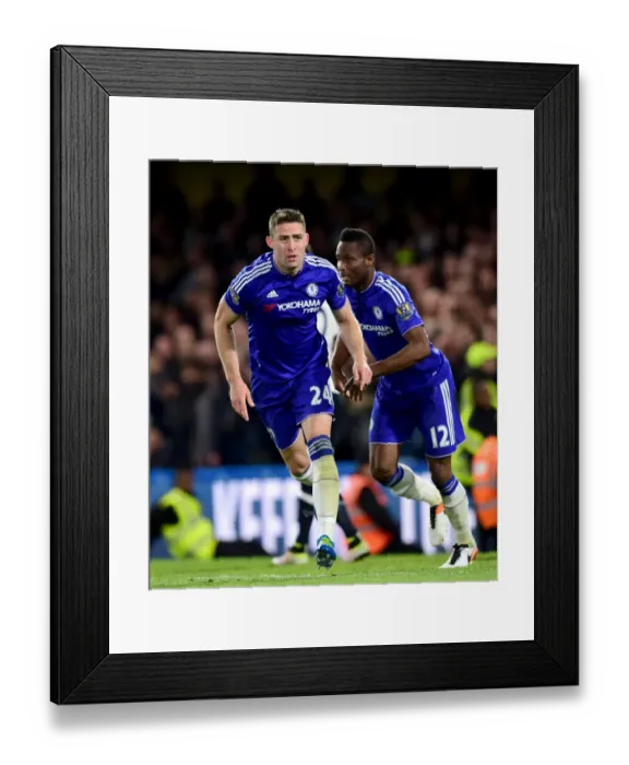 Framed Print : Cahill and Mikel: Unforgettable Celebration as Chelsea Scores First Goal Against Tottenham (2015-16)