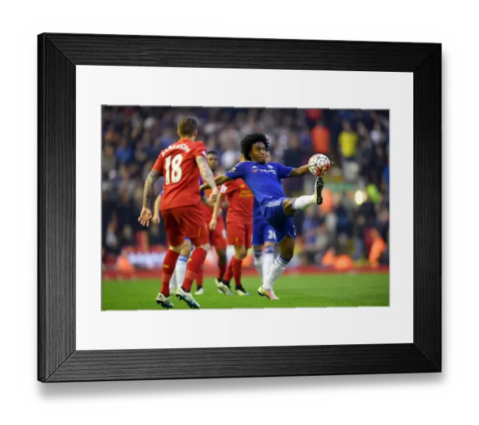 Framed Print : Willian in Action: Liverpool vs. Chelsea - Premier League Clash at Anfield (2015-16)