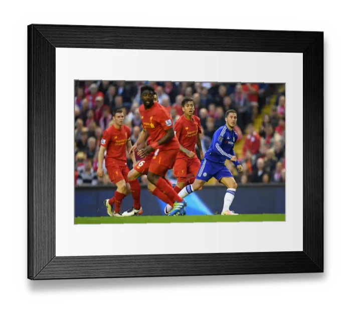 Framed Print : Eden Hazard Strikes First: Liverpool vs. Chelsea (Premier League, Anfield, 2015-16) - Chelsea's Opening Goal by Hazard