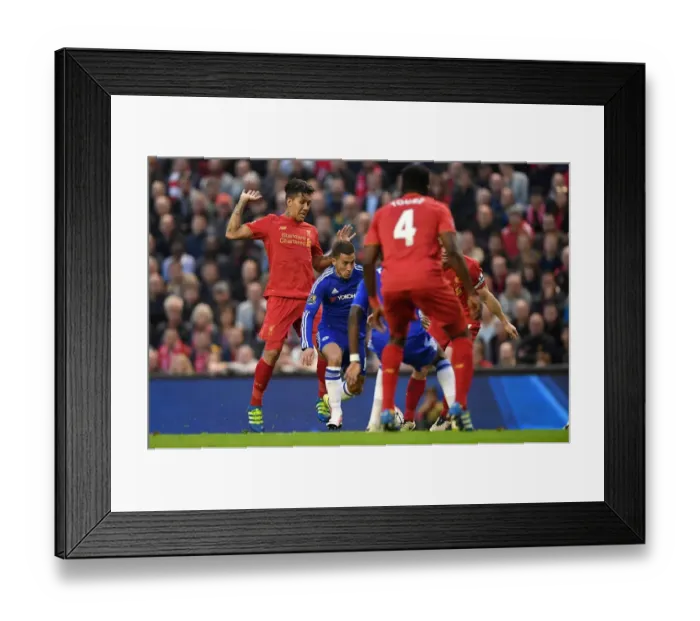 Framed Print : Eden Hazard Scores First Goal for Chelsea: Liverpool vs. Chelsea (2015-16, Barclays Premier League, Anfield)