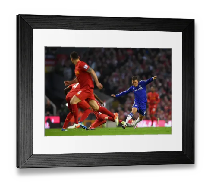 Framed Print : Clash at Anfield: A Battle for the Ball - Kolo Toure vs. Eden Hazard (2015-16) - Premier League Showdown