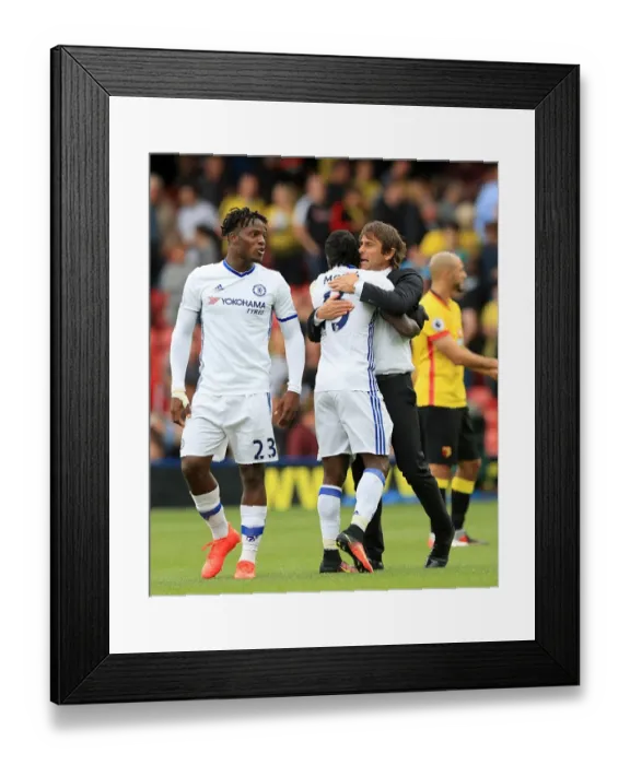 Framed Print : Chelsea's Victory Celebration: Conte and Moses Rejoice at Watford's Vicarage Road - Premier League 2016 / 17 Framed Print : Chelsea's Victory Celebration: Conte and Moses Rejoice at Watford's Vicarage Road - Premier League 2016 / 17