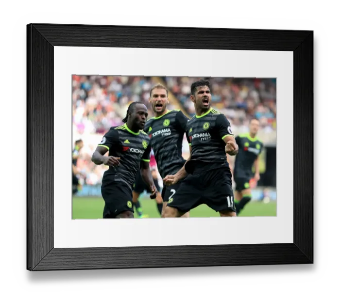 Framed Print : Diego Costa Scores Chelsea's Second Goal: Swansea City vs. Chelsea - Premier League