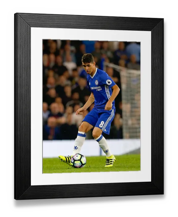 Framed Print : Chelsea's Oscar Faces Off: Premier League Clash at Stamford Bridge vs. Liverpool