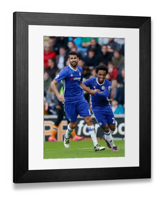 Framed Print : Diego Costa and Willian: Unstoppable Duo Celebrates Chelsea's Second Goal Against Hull City Framed Print : Diego Costa and Willian: Unstoppable Duo Celebrates Chelsea's Second Goal Against Hull City