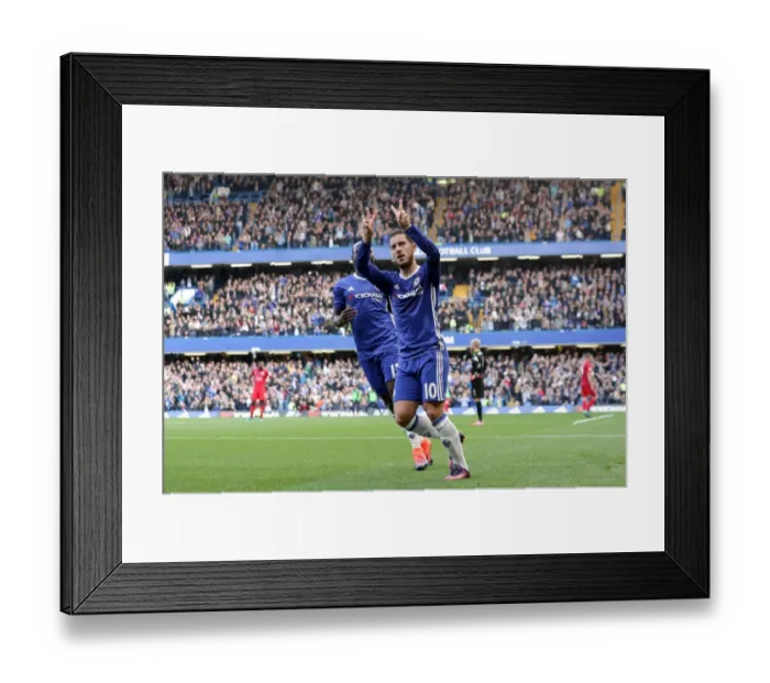 Framed Print : Chelsea's Eden Hazard and Victor Moses: A Dynamic Duo Celebrates Their Second Goal Against Leicester City at Stamford Bridge Framed Print : Chelsea's Eden Hazard and Victor Moses: A Dynamic Duo Celebrates Their Second Goal Against Leicester City at Stamford Bridge
