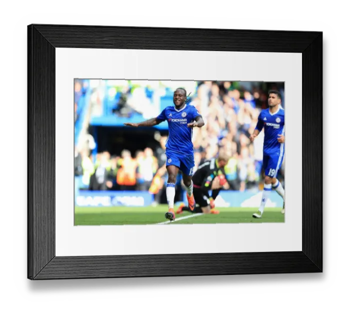 Framed Print : Victor Moses Triple Strike: Chelsea's Thrilling Victory Over Leicester City (Premier League) at Stamford Bridge Framed Print : Victor Moses Triple Strike: Chelsea's Thrilling Victory Over Leicester City (Premier League) at Stamford Bridge