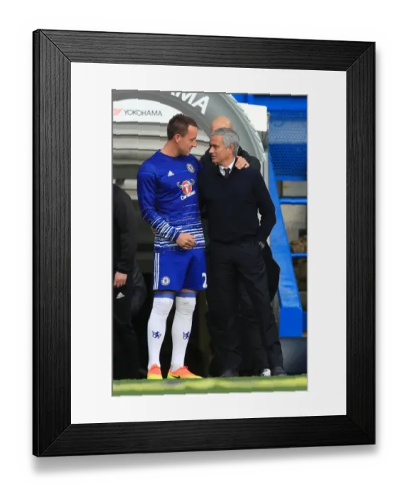 Framed Print : John Terry's Emotional Reunion with Jose Mourinho: Chelsea vs Manchester United at Stamford Bridge, Premier League
