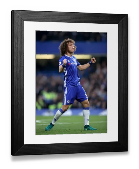 Framed Print : David Luiz's Euphoric Moment: Chelsea's Fourth Goal vs. Manchester United at Stamford Bridge Framed Print : David Luiz's Euphoric Moment: Chelsea's Fourth Goal vs. Manchester United at Stamford Bridge