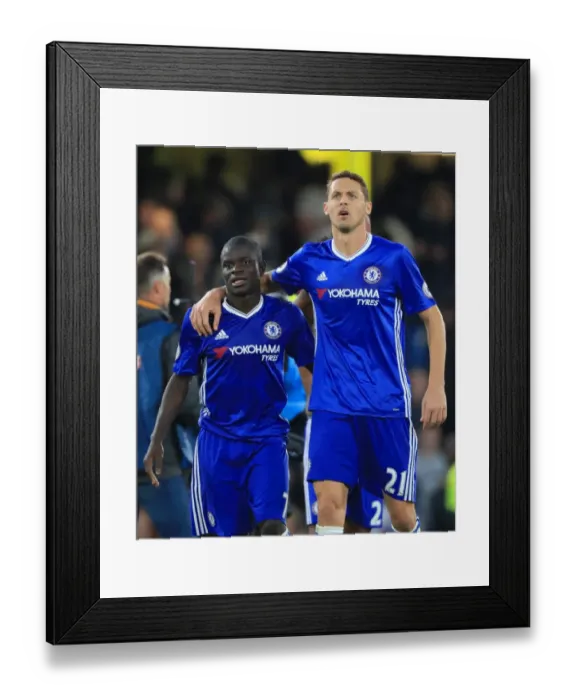 Framed Print : Chelsea's Kante and Matic: Celebrating Derby Victory - Chelsea 1-0 Manchester United (Premier League, Stamford Bridge)