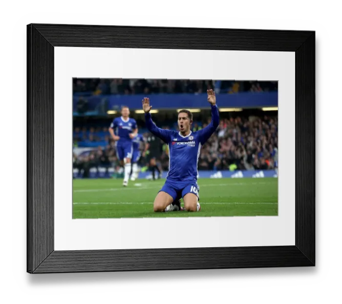 Framed Print : Chelsea's Eden Hazard Celebrates Third Goal Against Manchester United at Stamford Bridge