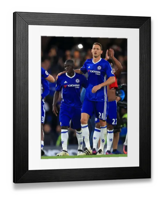 Framed Print : Chelsea's Kante and Matic: Derby Victory Celebration - Chelsea 1-Manchester United, Premier League