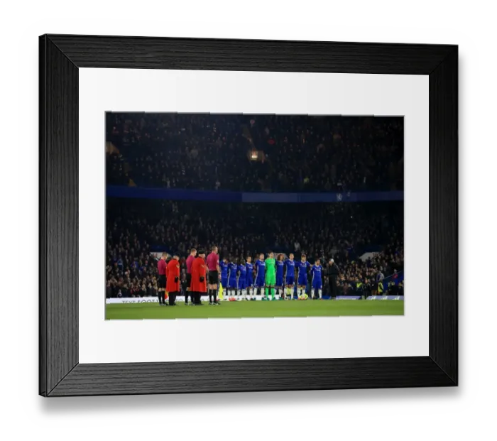 Framed Print : Remembrance Day Tribute: Premier League - Chelsea vs. Everton - Players Honor with Silence at Stamford Bridge