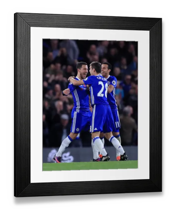 Framed Print : Chelsea's Eden Hazard Celebrates Fourth Goal vs Everton at Stamford Bridge, Premier League (John Walton / PA Wire) Framed Print : Chelsea's Eden Hazard Celebrates Fourth Goal vs Everton at Stamford Bridge, Premier League (John Walton / PA Wire)
