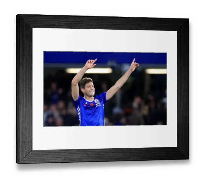 Framed Print : Marcos Alonso Celebrates Chelsea's Premier League Victory Over Everton at Stamford Bridge