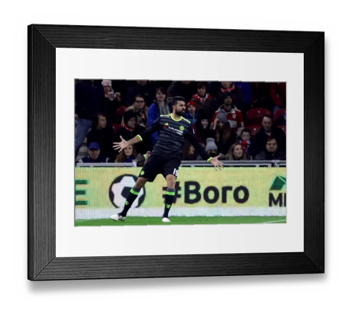 Framed Print : Diego Costa's Strike: Chelsea's Historic First Goal at Middlesbrough's Riverside Stadium, Premier League Framed Print : Diego Costa's Strike: Chelsea's Historic First Goal at Middlesbrough's Riverside Stadium, Premier League
