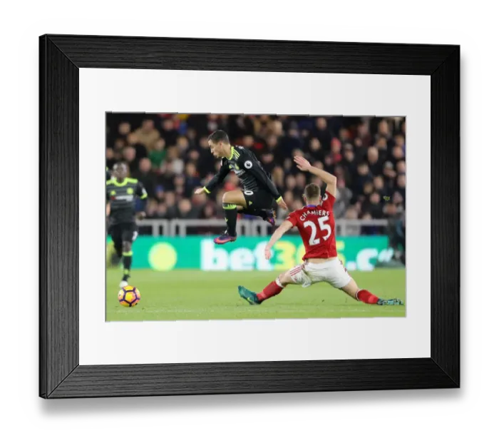 Framed Print : Battle for the Ball: Eden Hazard vs. Calum Chambers