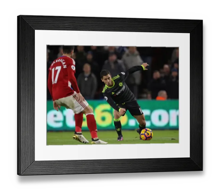 Framed Print : Battle for the Ball: Hazard vs. Barragan - Middlesbrough vs. Chelsea, Premier League