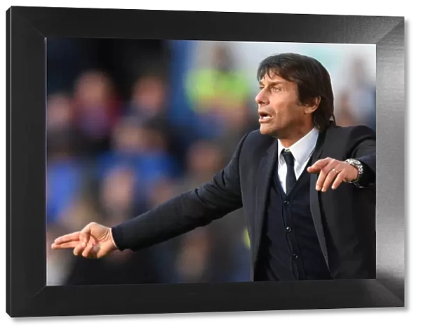 Conte's Intense Focus: Chelsea's Battle against West Bromwich Albion, Premier League (Home)