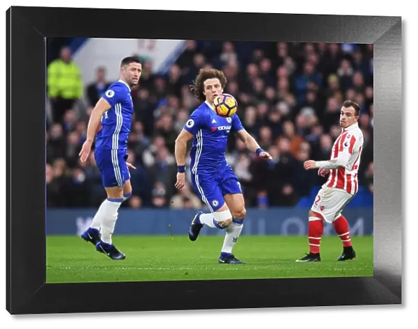 David Luiz in Action: Chelsea vs. Stoke City, Premier League, Stamford Bridge, London, 2016