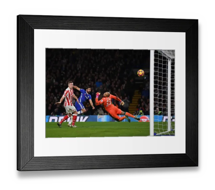 Framed Print : Diego Costa Scores Chelsea's Fourth Goal in Premier League Victory over Stoke City (December 31, 2016)