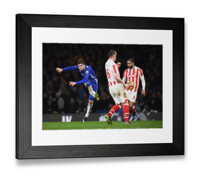Framed Print : Marcos Alonso in Action: Chelsea vs Stoke City, Premier League (December 2016), Stamford Bridge Framed Print : Marcos Alonso in Action: Chelsea vs Stoke City, Premier League (December 2016), Stamford Bridge