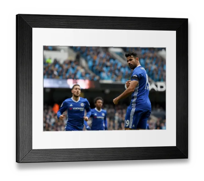 Framed Print : Diego Costa Scores Emotional Goal for Chelsea in Tribute to Chapecoense Crash Victims
