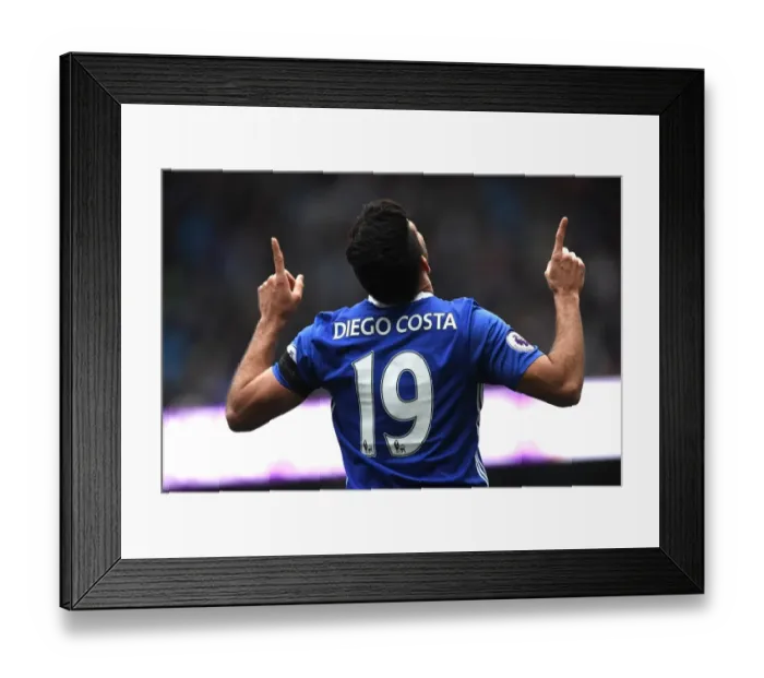 Framed Print : Diego Costa Scores First Goal: Manchester City vs. Chelsea, Premier League (2016) Framed Print : Diego Costa Scores First Goal: Manchester City vs. Chelsea, Premier League (2016)