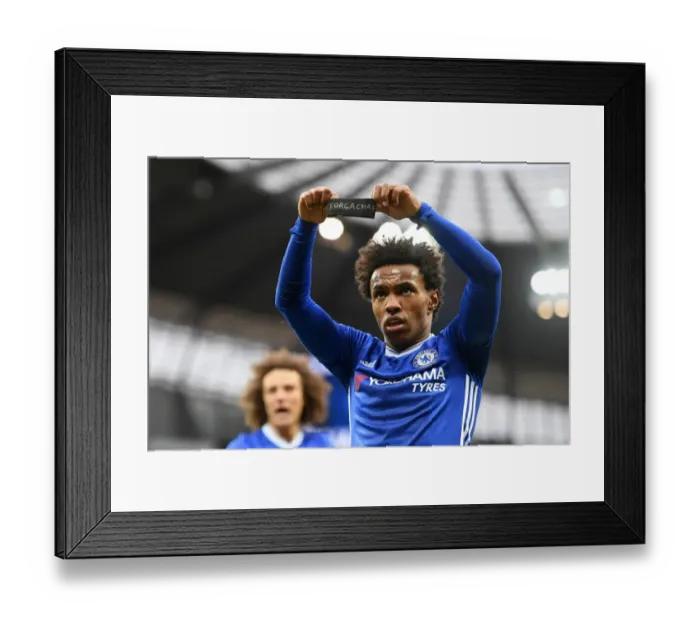 Framed Print : Willian Scores for Chelsea, Honors Chapecoense Victims in Emotional Manchester Derby Framed Print : Willian Scores for Chelsea, Honors Chapecoense Victims in Emotional Manchester Derby