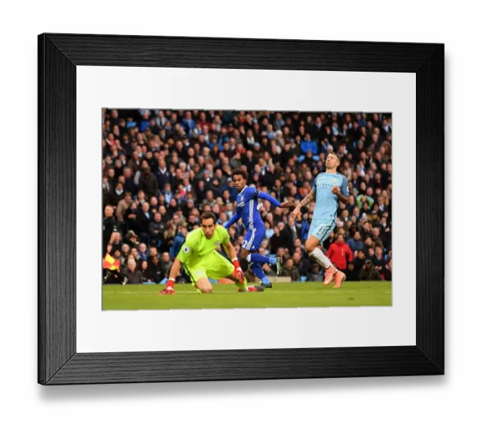 Framed Print : Willian Scores Chelsea's Second Goal vs. Manchester City (December 2016)