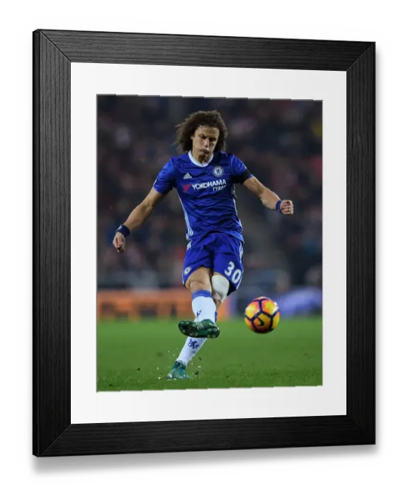 Framed Print : David Luiz in Action: Chelsea's Defensive Masterclass vs. Sunderland (Away), Premier League, December 2016