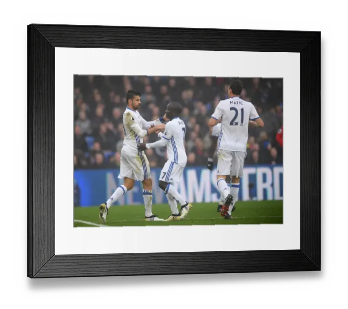 Framed Print : Chelsea's Diego Costa and N'Golo Kante Celebrate First Goal: Premier League Victory at Crystal Palace (2016) Framed Print : Chelsea's Diego Costa and N'Golo Kante Celebrate First Goal: Premier League Victory at Crystal Palace (2016)