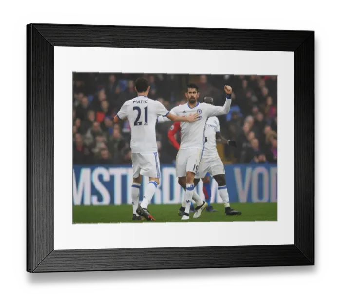Framed Print : Chelsea's Diego Costa and Nemanja Matic Celebrate First Goal: Victory at Crystal Palace, Premier League, London, 2016