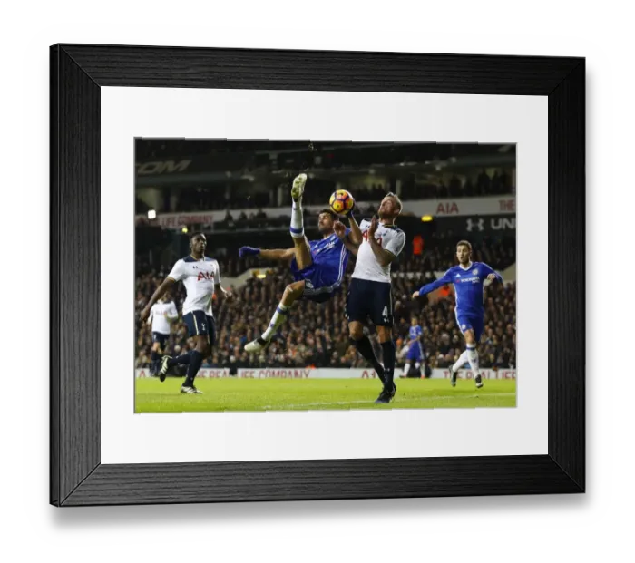 Framed Print : Diego Costa's Dramatic Overhead Kick Attempt Against Tottenham Hotspur - Premier League Rivalry Framed Print : Diego Costa's Dramatic Overhead Kick Attempt Against Tottenham Hotspur - Premier League Rivalry