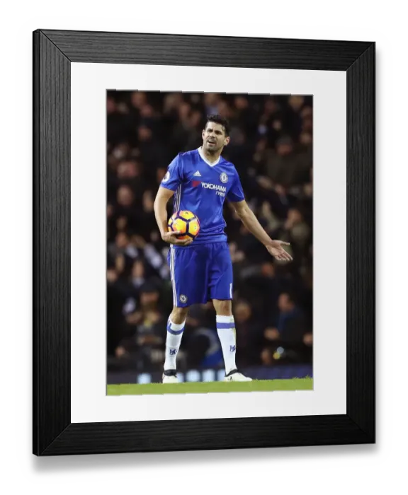 Framed Print : Diego Costa's Reaction to Tottenham's Goal: A Pivotal Moment in the Chelsea vs. Tottenham Rivalry, Premier League, January 2017
