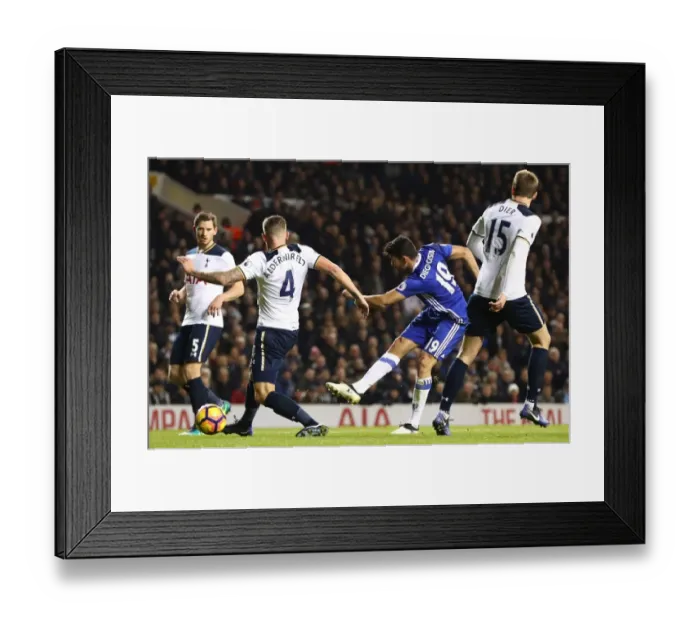 Framed Print : Diego Costa Fires for Chelsea Against Tottenham in Premier League Showdown Framed Print : Diego Costa Fires for Chelsea Against Tottenham in Premier League Showdown