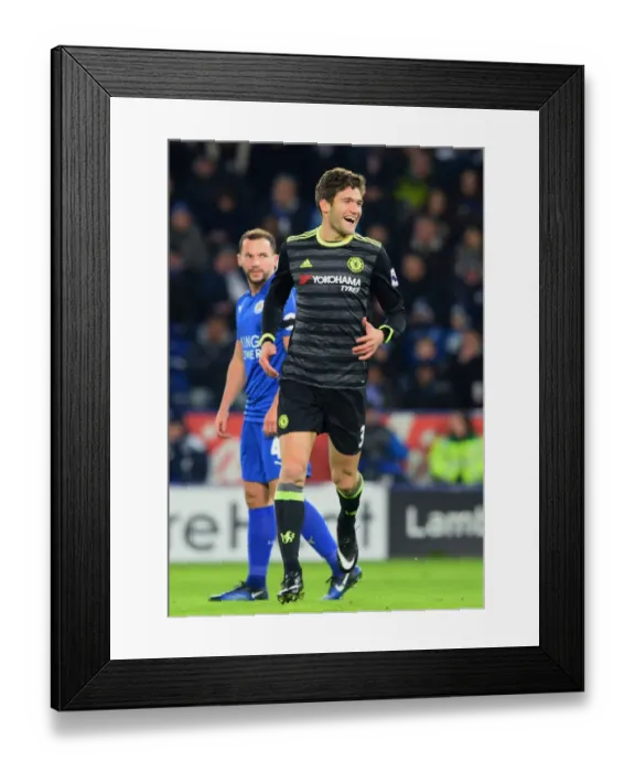 Framed Print : Marcos Alonso Scores Opening Goal: Chelsea's Triumph at Leicester City, Premier League 2017