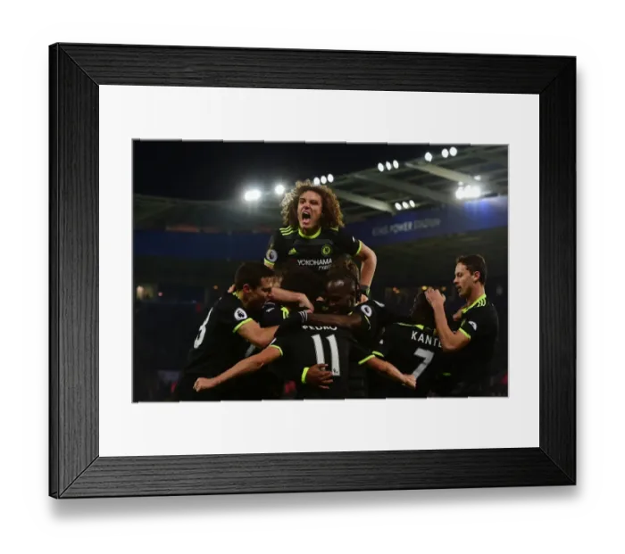 Framed Print : Pedro Scores Third Goal: Chelsea's Triumph over Leicester City, Premier League Framed Print : Pedro Scores Third Goal: Chelsea's Triumph over Leicester City, Premier League