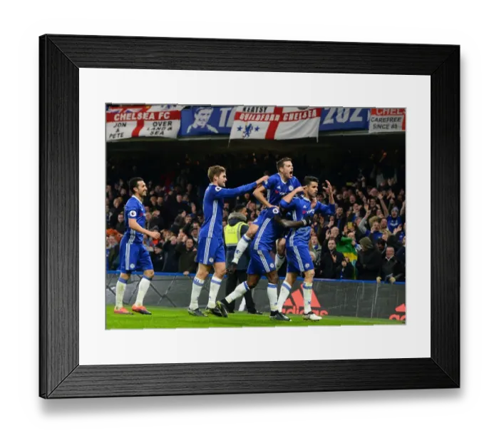 Framed Print : Diego Costa Scores the Opener: Chelsea's Victory Against Hull City in Premier League 2017