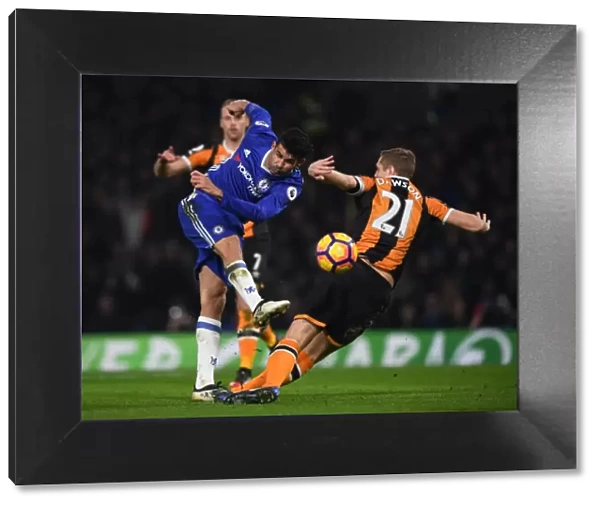Diego Costa Takes Shot Against Michael Dawson: Chelsea vs Hull City, Premier League, Stamford Bridge