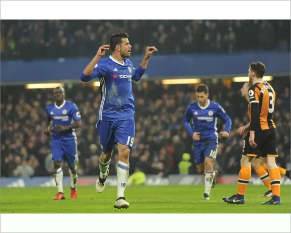 Diego Costa Scores Opening Goal: Chelsea vs Hull City, Premier League, Stamford Bridge, London, England, January 2017