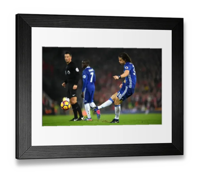 Framed Print : David Luiz Scores the Opener: Chelsea at Liverpool, Premier League 2017, Anfield Framed Print : David Luiz Scores the Opener: Chelsea at Liverpool, Premier League 2017, Anfield