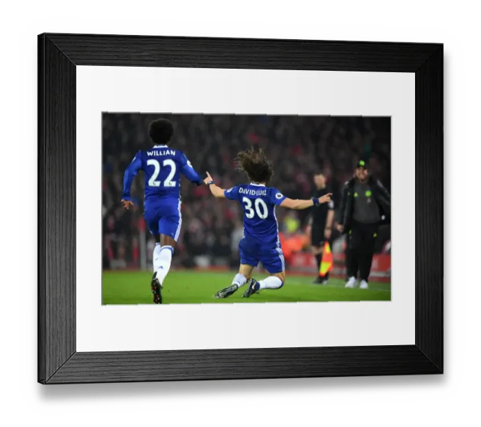 Framed Print : David Luiz Scores the Opener: Chelsea's Triumph at Anfield, Premier League 2017