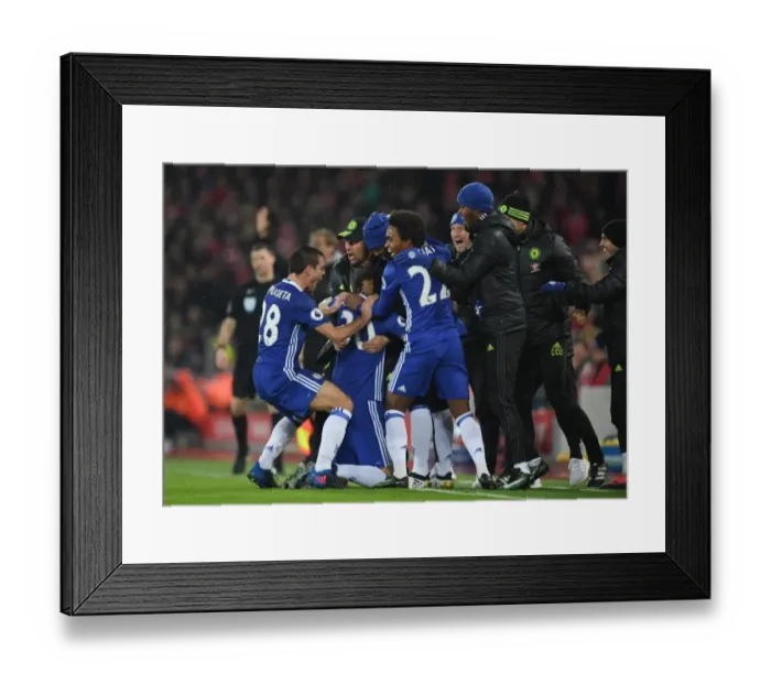 Framed Print : David Luiz Scores the Opener: Chelsea's Thrilling Victory at Anfield (31-01-2017) Framed Print : David Luiz Scores the Opener: Chelsea's Thrilling Victory at Anfield (31-01-2017)