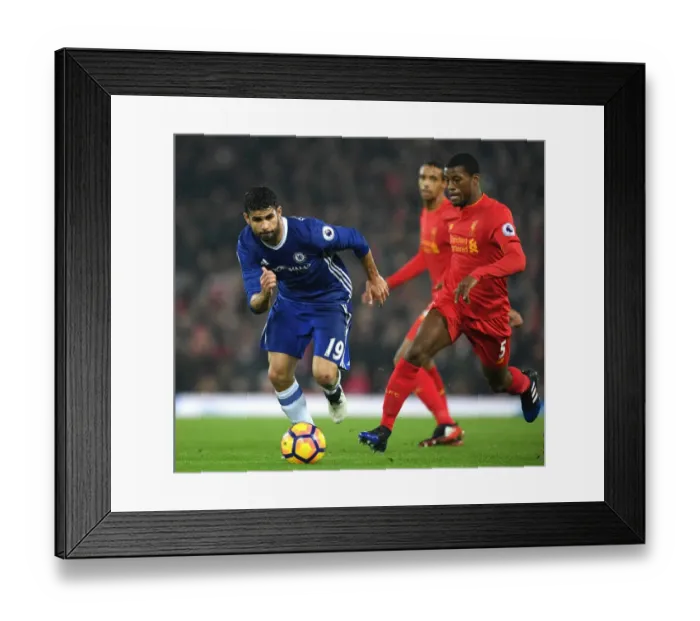 Framed Print : Intense Rivalry: Diego Costa vs. Georginio Wijnaldum - Liverpool vs. Chelsea, Premier League: Battle for Supremacy