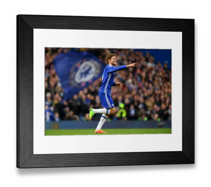 Framed Print : Marcos Alonso Scores the Opener: Thrilling Rivalry - Chelsea vs. Arsenal in Premier League Framed Print : Marcos Alonso Scores the Opener: Thrilling Rivalry - Chelsea vs. Arsenal in Premier League